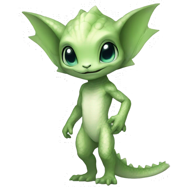 Chibi, White, Anthro-Sona-Lizard-Alien-Fakémon, Full Body emoji