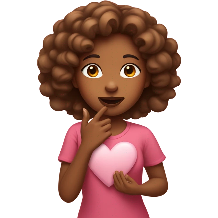 Brown girl blowing kiss with heart emoji