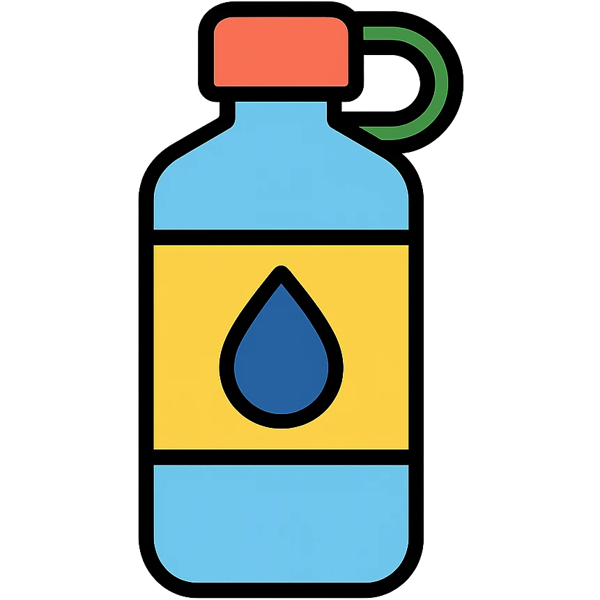 water bottle decoration icon with black outlines in colorful style emoji