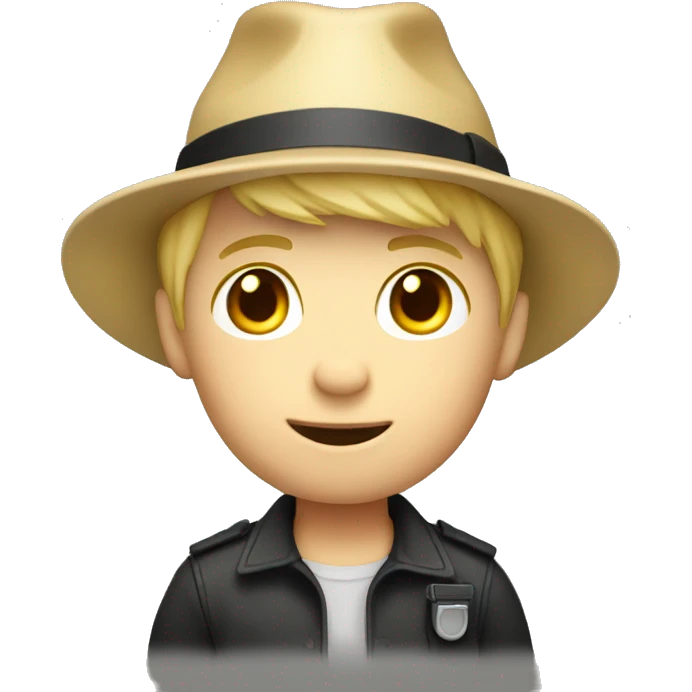 blond boy with hat Flashlight in hand emoji