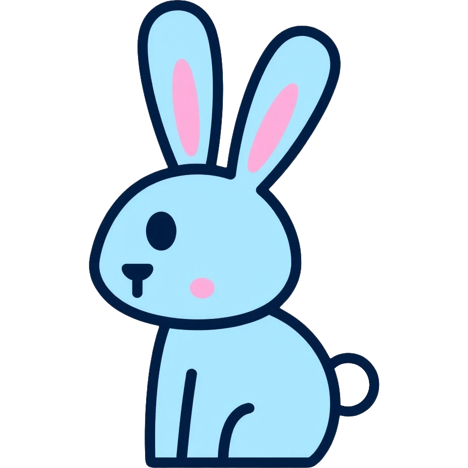 blue minimalist easter bunny, simple clean lines emoji
