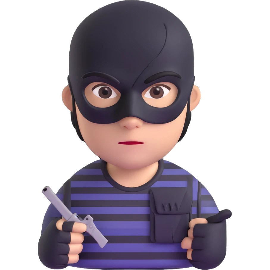 robber with black mask and striped shirt emoji