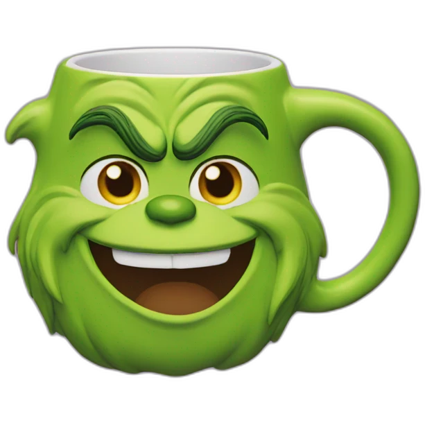 Grinch face shaped mug emoji