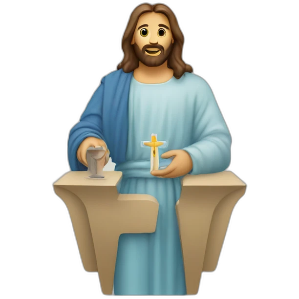 jesus with aviasales logo emoji