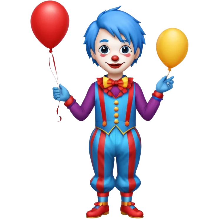 circus clown blue hair with balloon ffullbody emoji