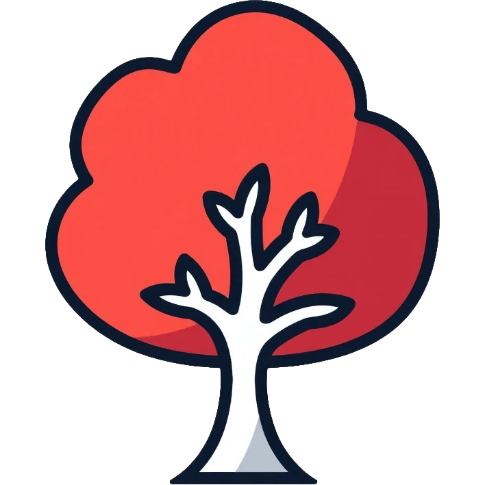 white tree with red foliage emoji