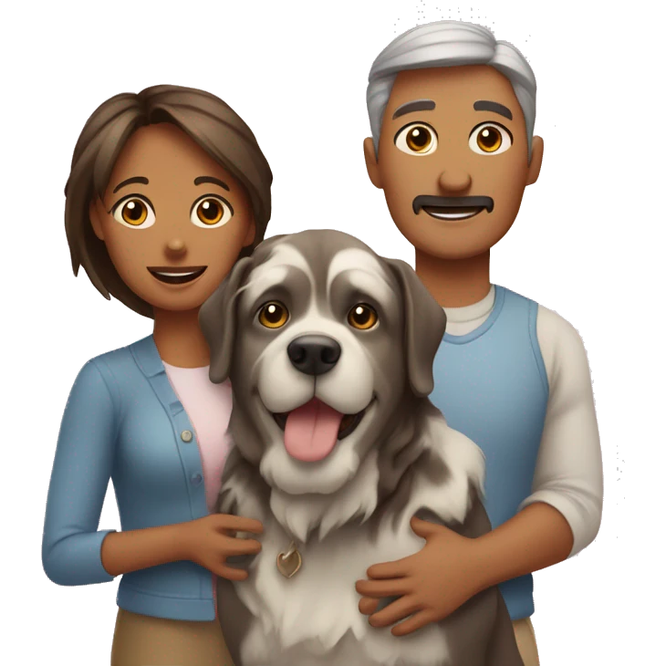 Mother father 2 daughter 2 dogs emoji
