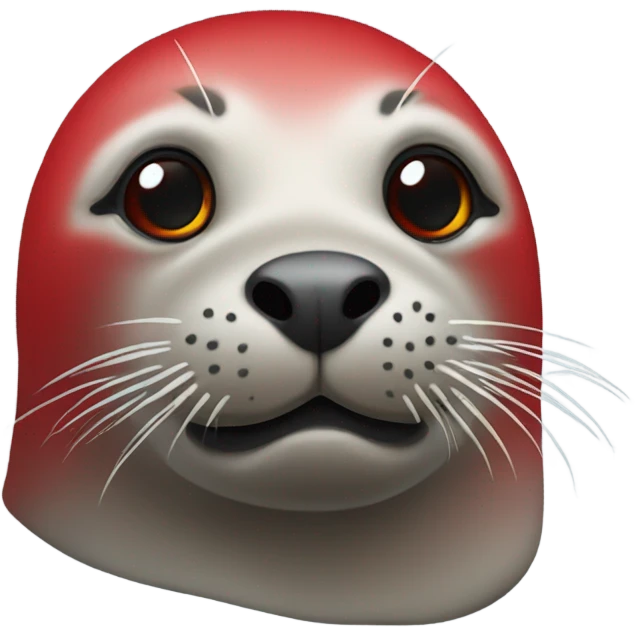 A seal with the skin colour red emoji