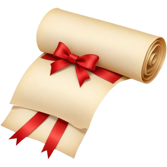 scroll or rolled-up invitation with a red ribbon emoji