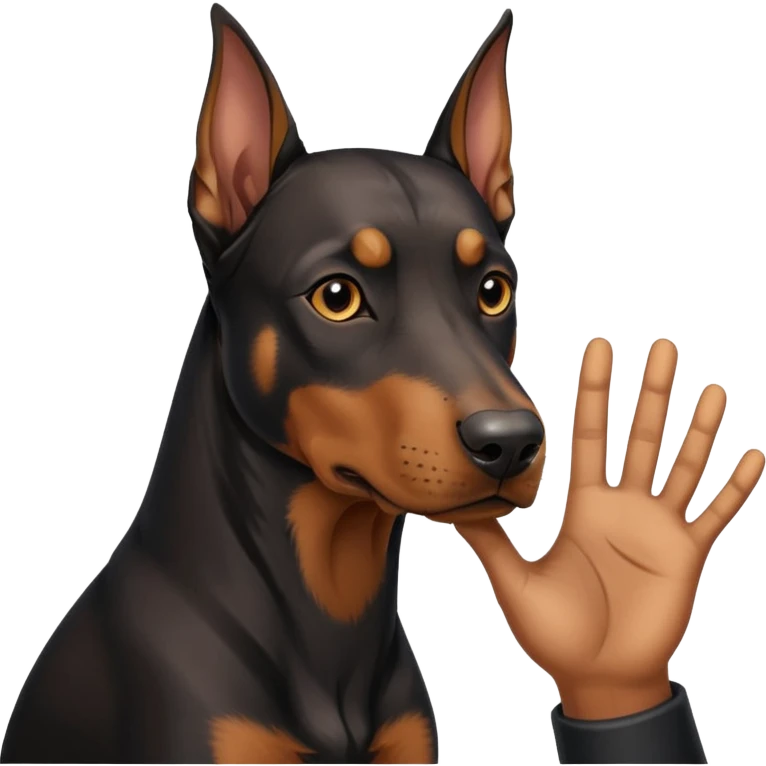 hand petting doberman emoji