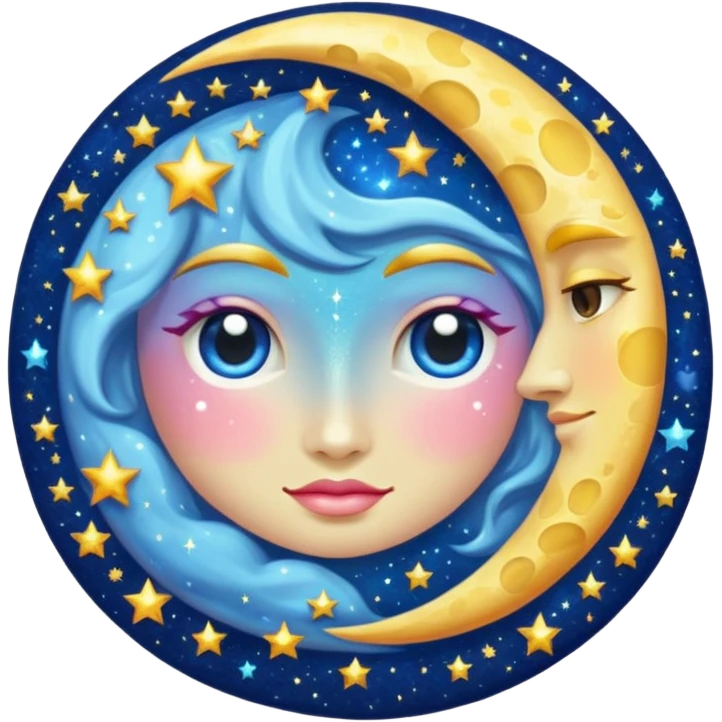 Glitter cian moon emoji