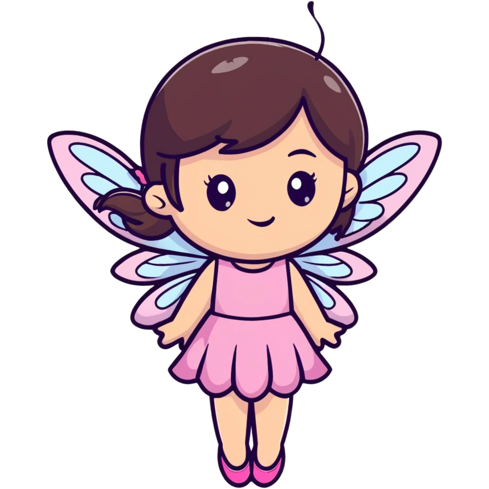 Brunette hair fairy wearing pink  emoji