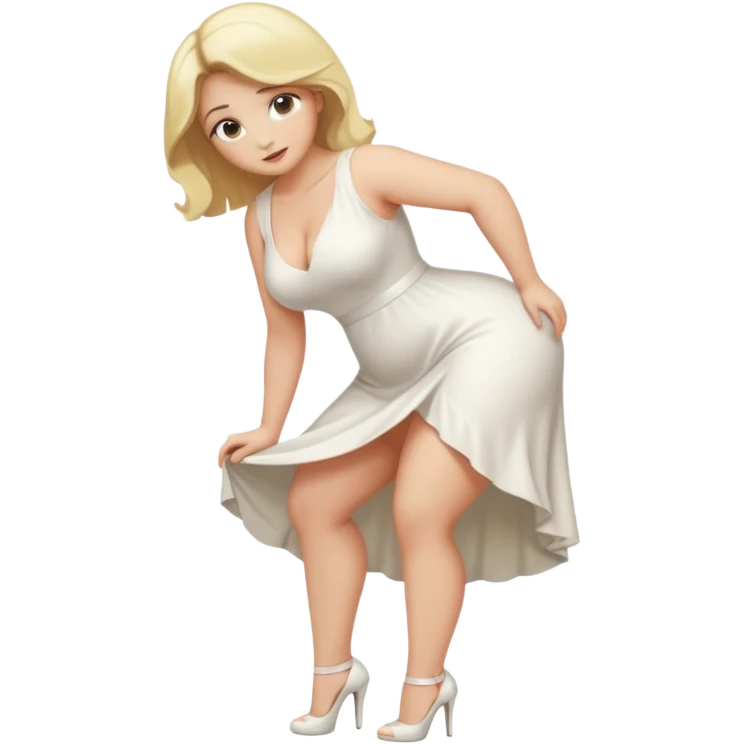 curvy blonde woman full body bending over, SFW emoji