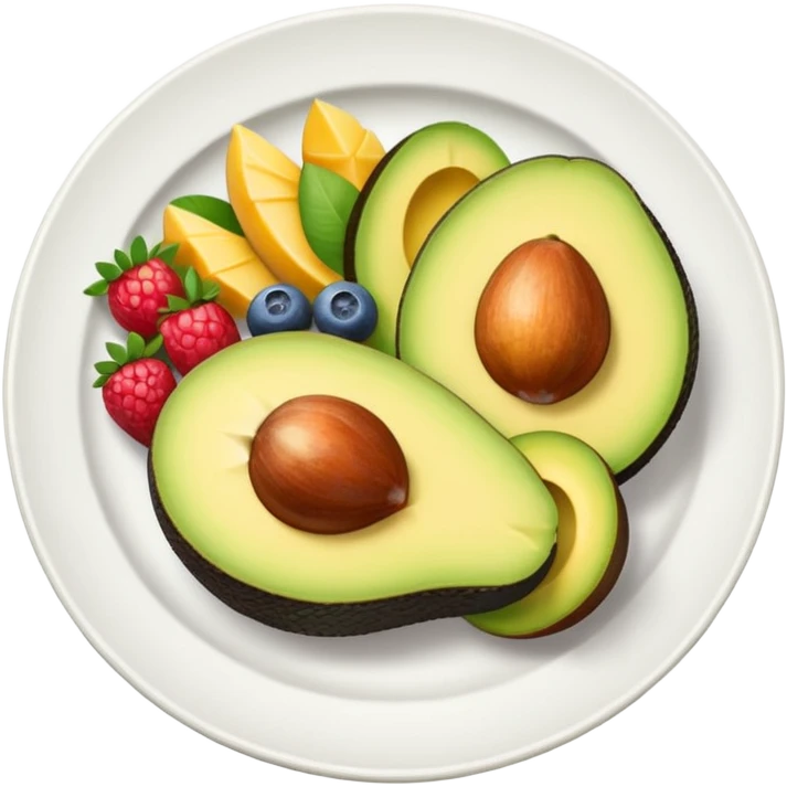 plate with avocado and fruit emoji