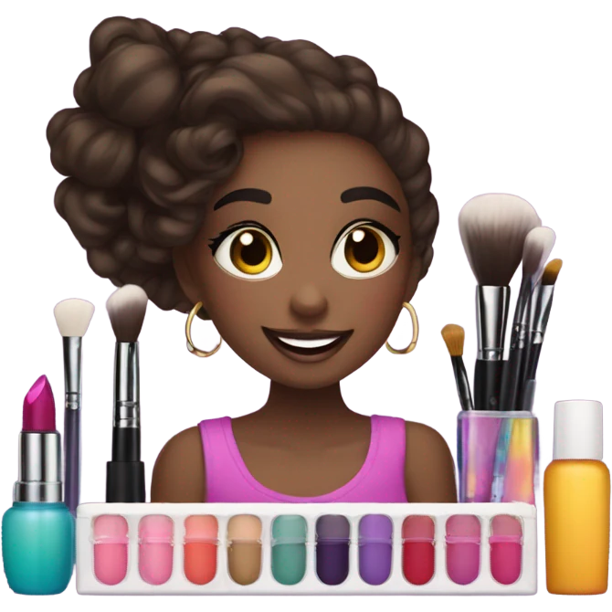 Makeup kit and a girl emoji
