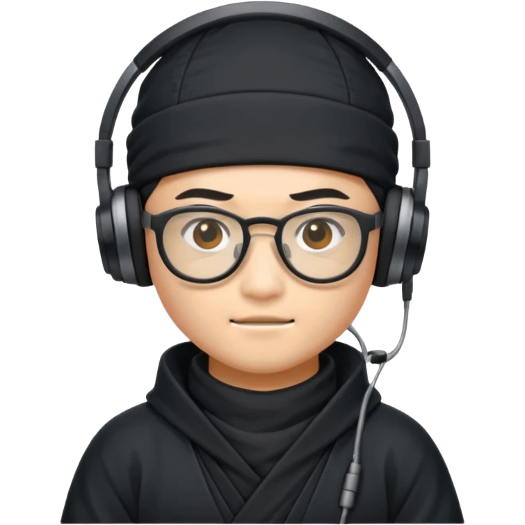 Ninja wearing glasses and headphones  emoji