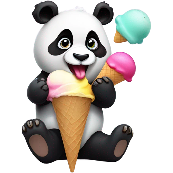 Panda eating ice cream emoji