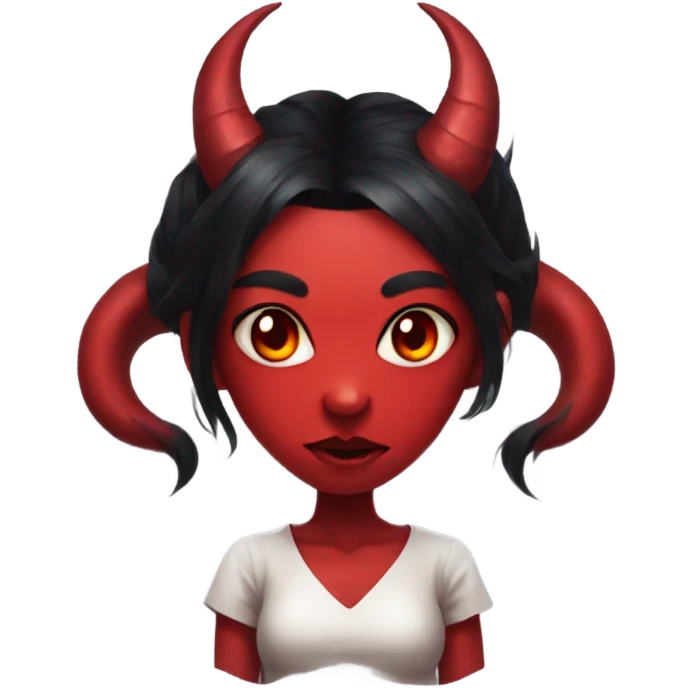 demon oni girl, red skin, black hair, portrait emoji