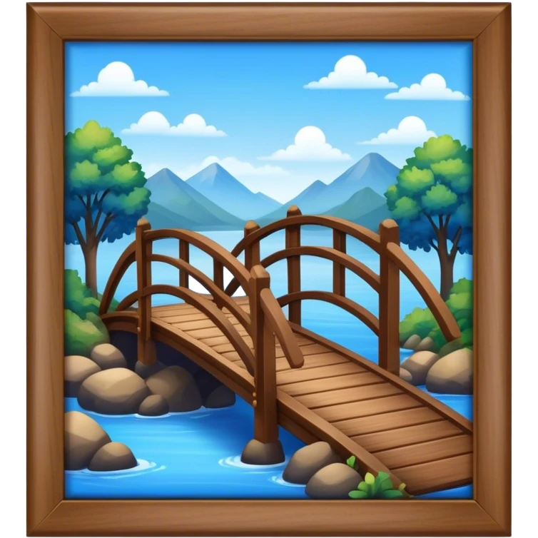 building a brown wood bridge, blue magic love people emoji