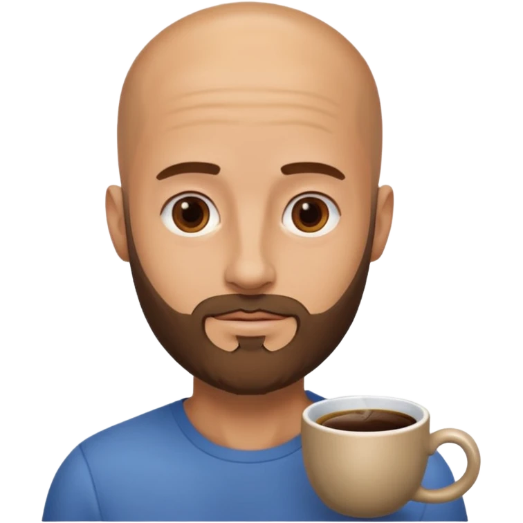 men with coffee no hair, 3 day beard emoji