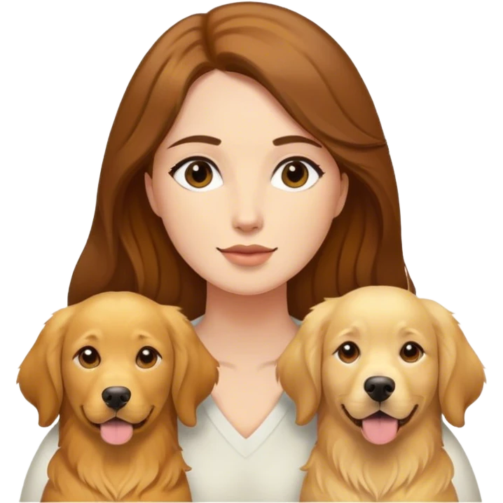 me (female, 26, with brown hair) and my 2 golden retrievers, one is yellow and light and one is dark snf brown emoji
