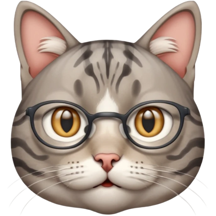 generate a nerdy, confused cat who is also in a state of panic emoji