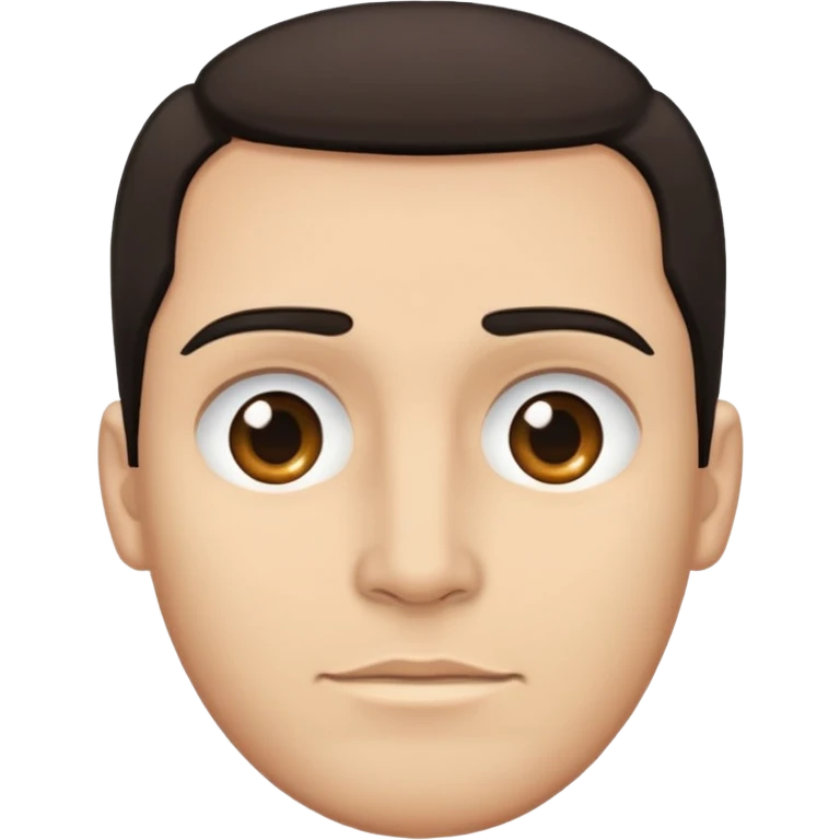 close-up of man face only with medium eyes, medium light skin tone, dark hair, no neck visible, just the face emoji