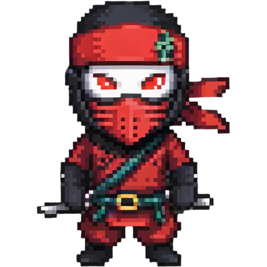 Masked ninja, red headband emoji