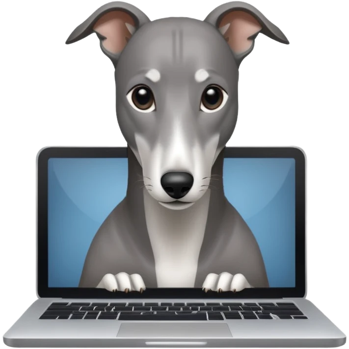 Greyhound with a laptop emoji
