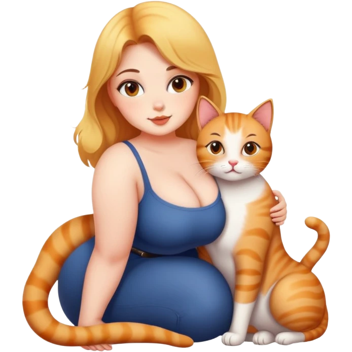 Hot curvy girl with super cute cat emoji