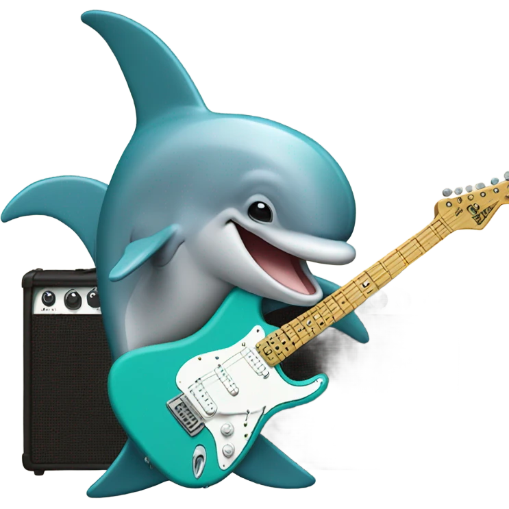Dolphin playing a Fender Stratocaster emoji