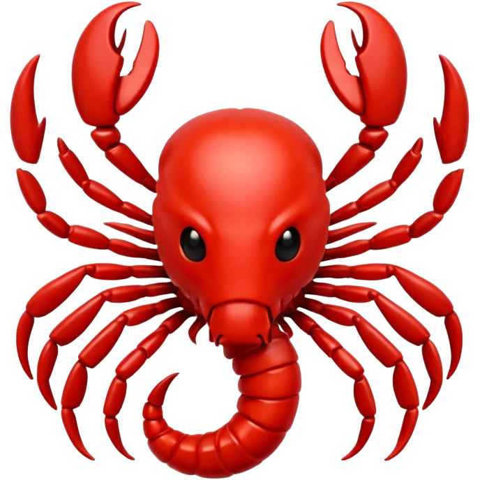 A 3D cartoon Scorpio zodiac sign in red, glossy texture, simple background, Memoji-style rendering. emoji