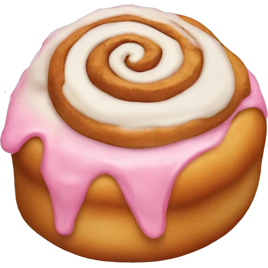 a cinnamon roll with pink frosting emoji