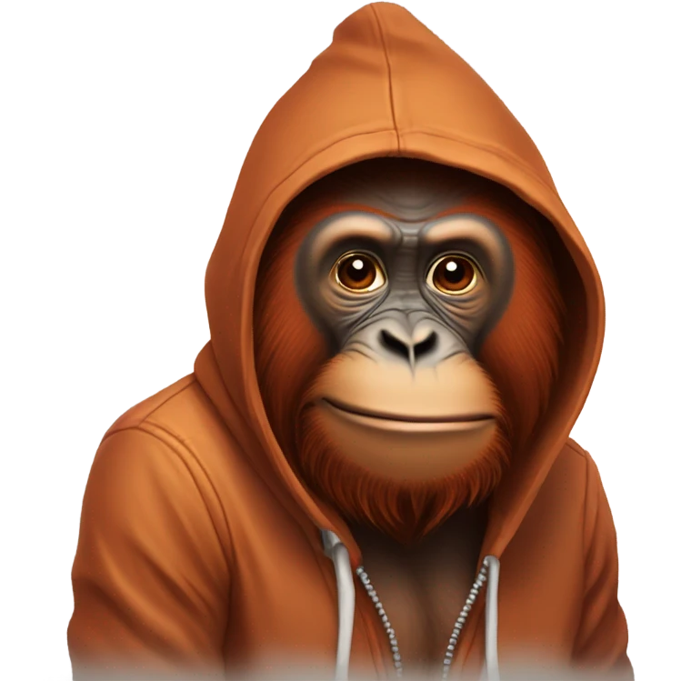 Orangutan wearing a hoodie emoji