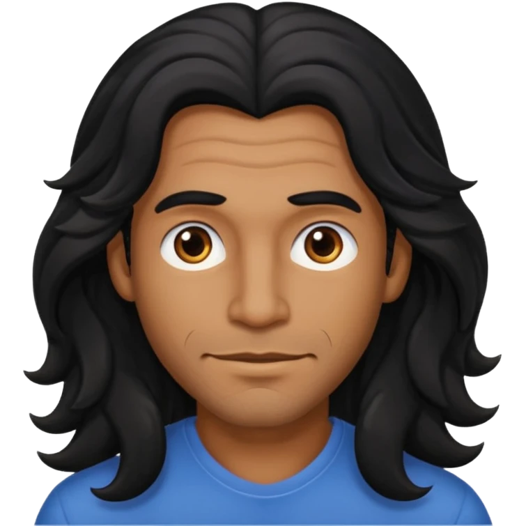 Männlich, lange gewellte schwarze Haare, braune Haut  emoji