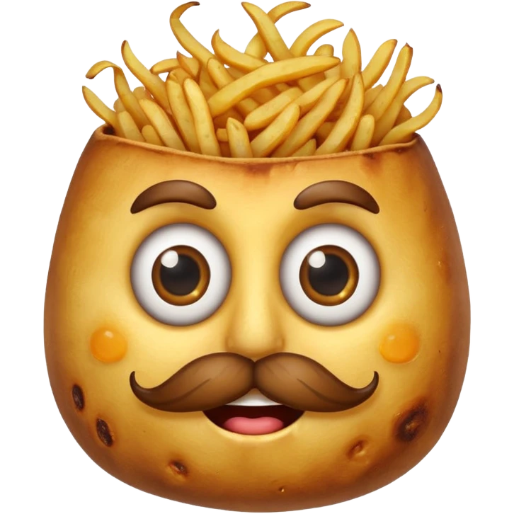 fried potato with eyes and mustache emoji