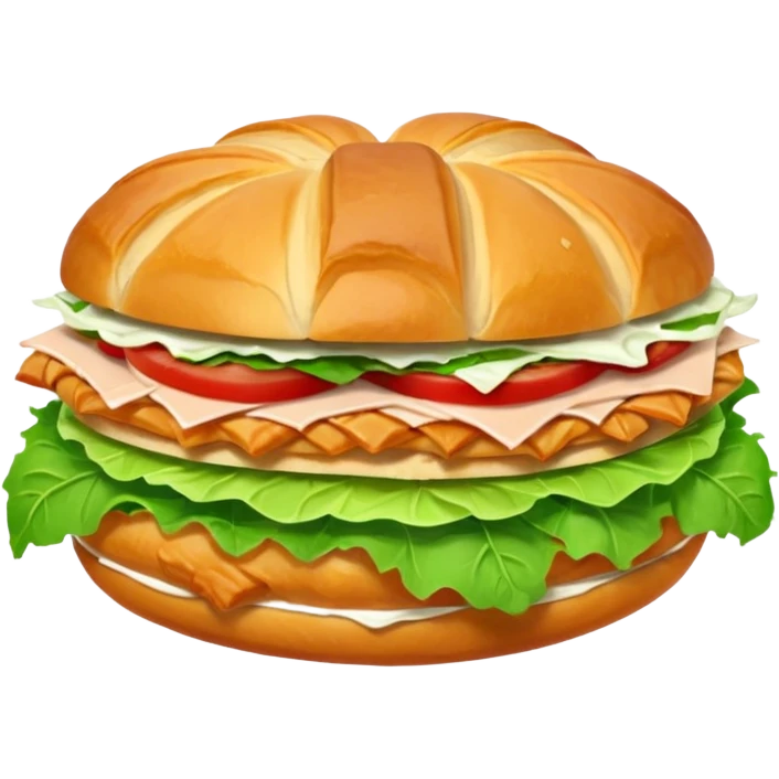 Croissant chicken and Cesar salad sandwich emoji. One layer of chicken and one layer of Cesar lettuce that’s it  emoji