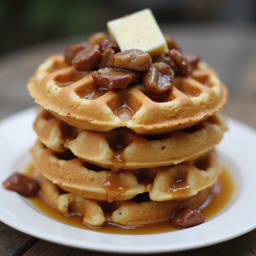 a stack of waffles, realistic style emoji