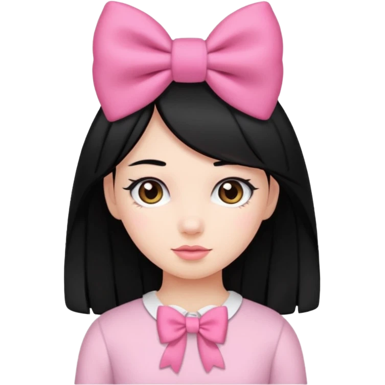 Girl with black hair and pink bow in her hair emoji