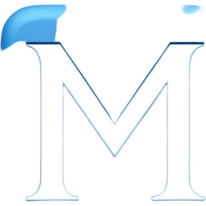 create capital letter "M" INSIDE THE BLUE COLOR SQUARE shape emoji