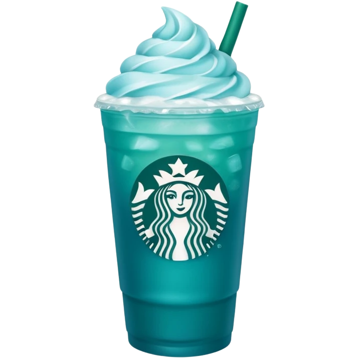 Teal-blue colored Starbucks refresher no whipped cream emoji