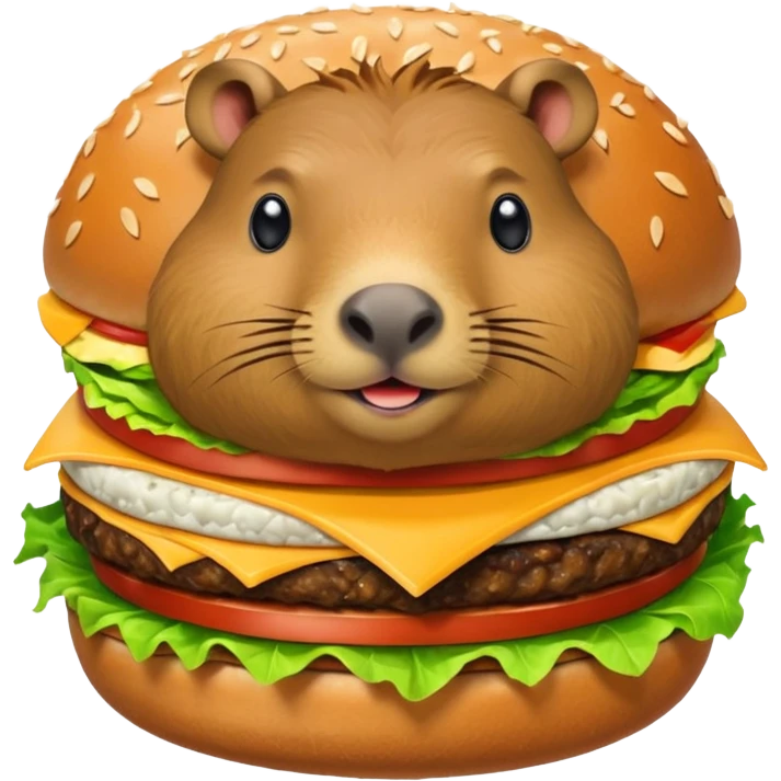 capybara sitting on a burger emoji