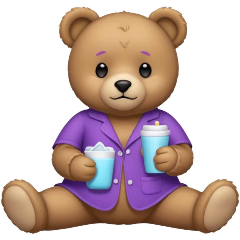 خرسی که لباس هاش بنفشه و کارای خود مراقبتی انجام میده emoji