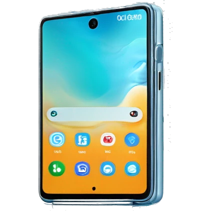 Realistic isolated icy blue samsung galaxy z fold 5 smart phone. emoji