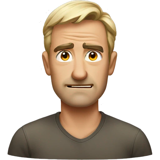 Australian dad but mad, not smiling, mad eyebrows  emoji