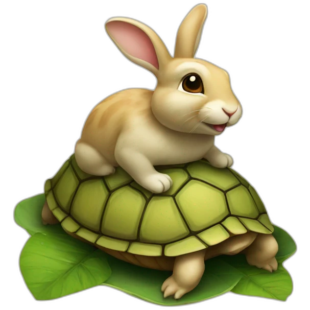Lapin sur tortue emoji