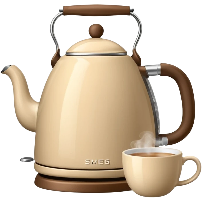 Beige smeg kettle and a cup of tea emoji