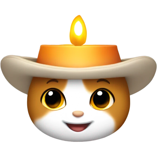 Calico hat holding a candle emoji