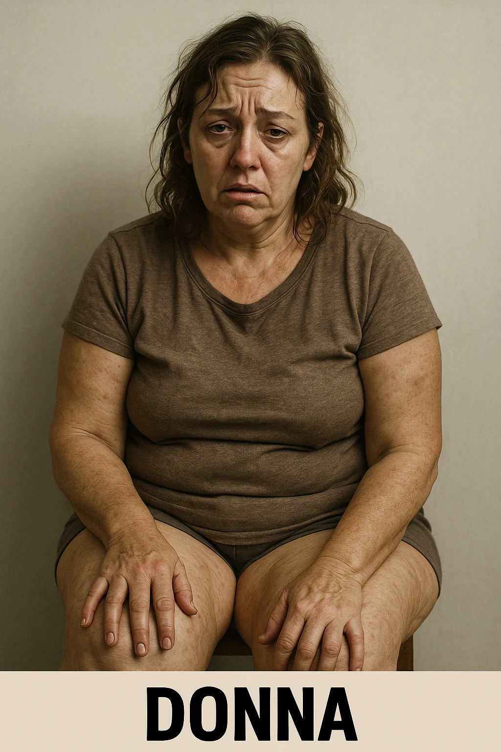 dONNA CON tanta cellulite disperata e stanca della sua condizione emoji