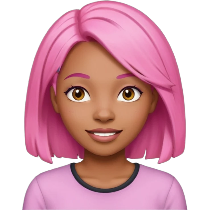 femme noir au cheveux rose lisse emoji